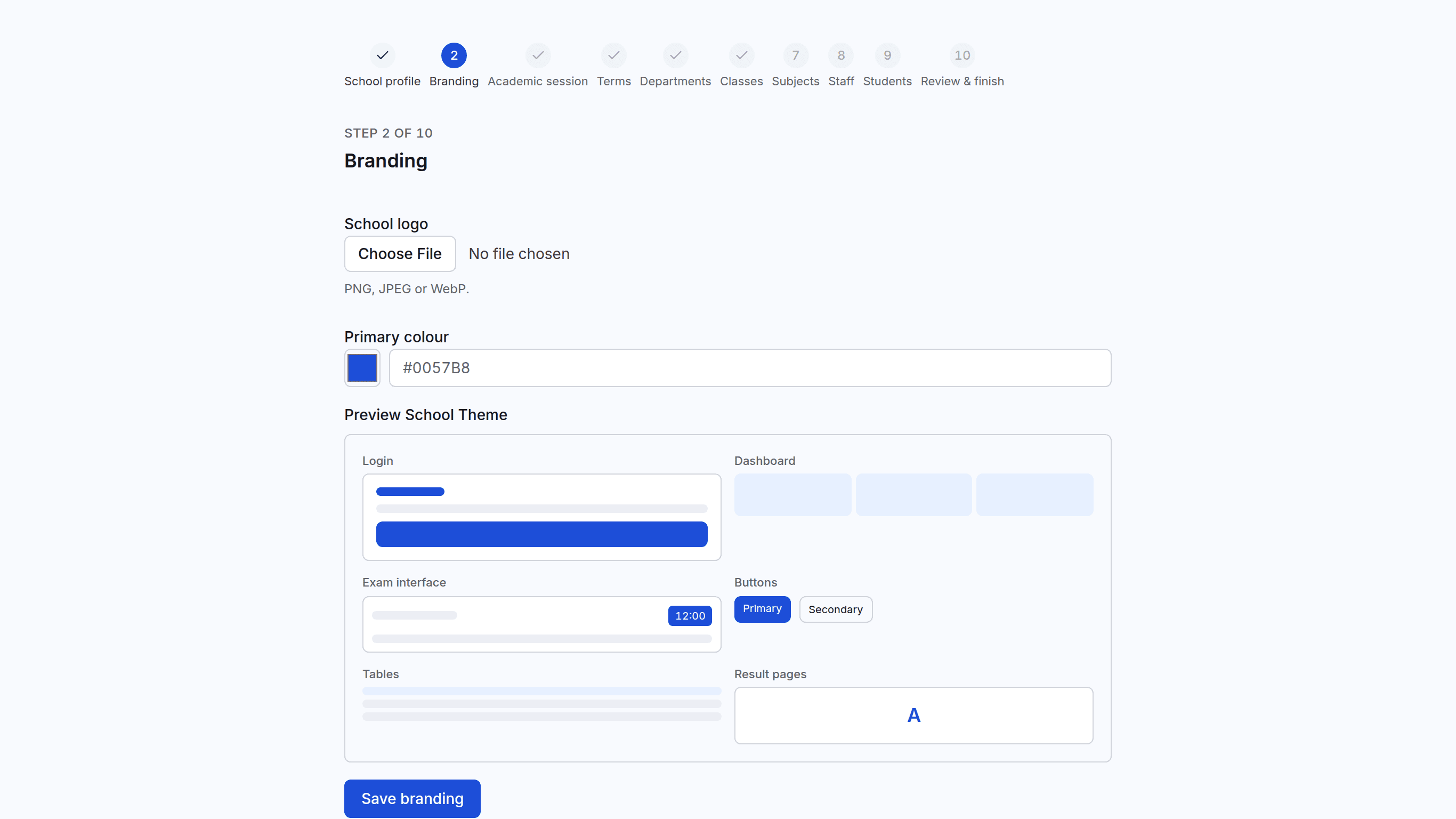 The school setup wizard